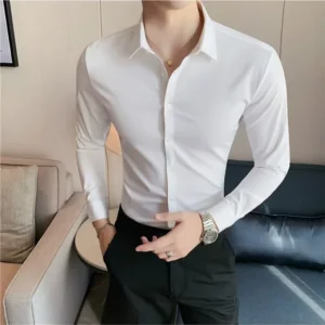 Camisa Social Elástica que Não Amassa