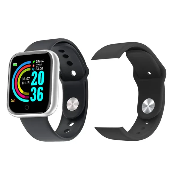 Sports Smartwatch cinza pulseira preto