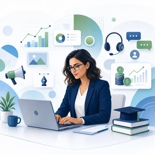 Professional choosing an area to work on the internet